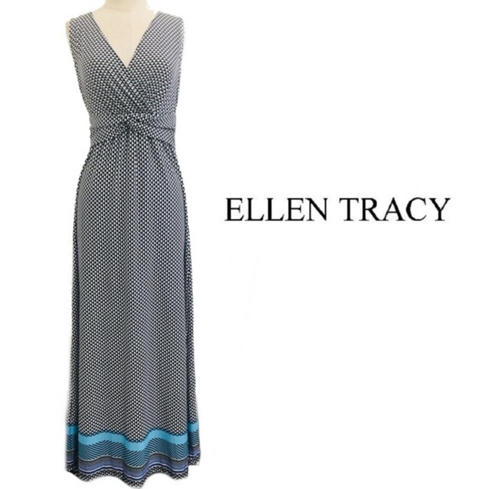 Ellen Tracy Chevron Maxi Dress